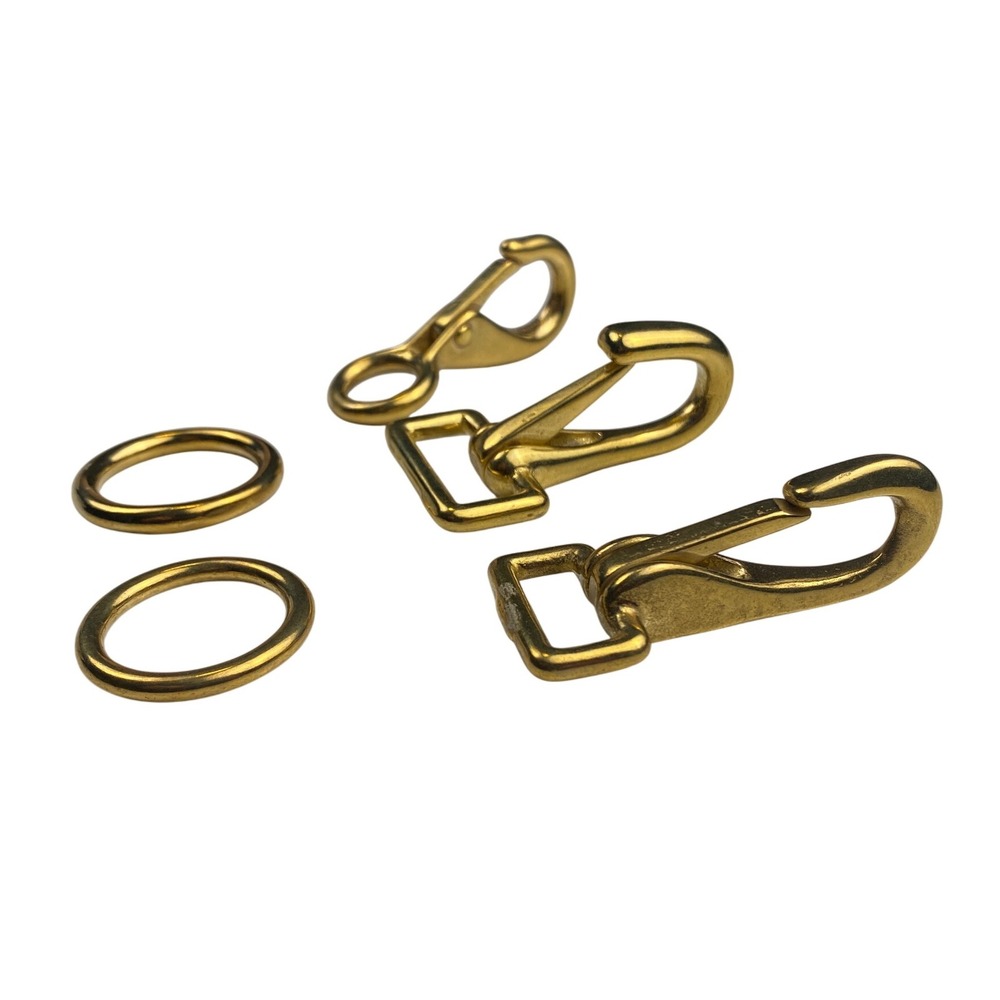 Lot of 3 Swivel Snap Hooks and 2 O Rings Gold Tone Hardware Craft Supply E14Q - Picture 2 of 4